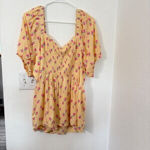 Simply Be Square Neck Short Sleeve Floral Button Detail Flowy Size 16 New